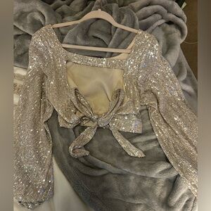 Cream sequin top